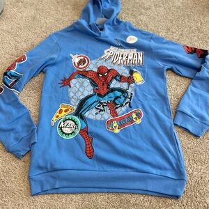 Marvel Blue Spider-Man Graphic Hoodie With Side Pockets Size Boys XXL 14-16 NEW